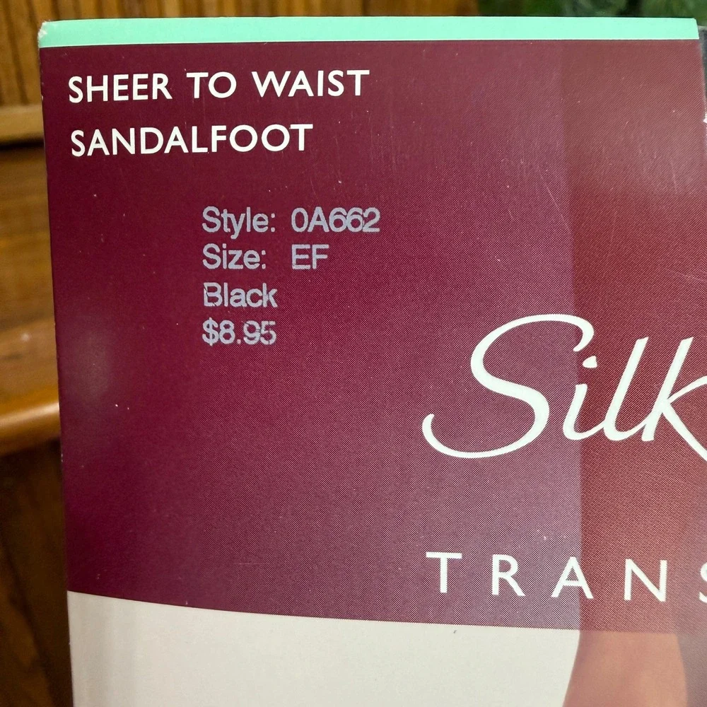 Hanes Silk Reflections Pantyhose Women EF Black NEW Transparent Sheer 0A662